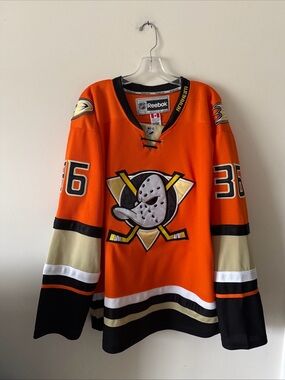 MEN’S REEBOK JOHN GIBSON #36 2015 REEBOK ANAHEIM DUCKS 3rd JERSEY SZ 52 RARE
